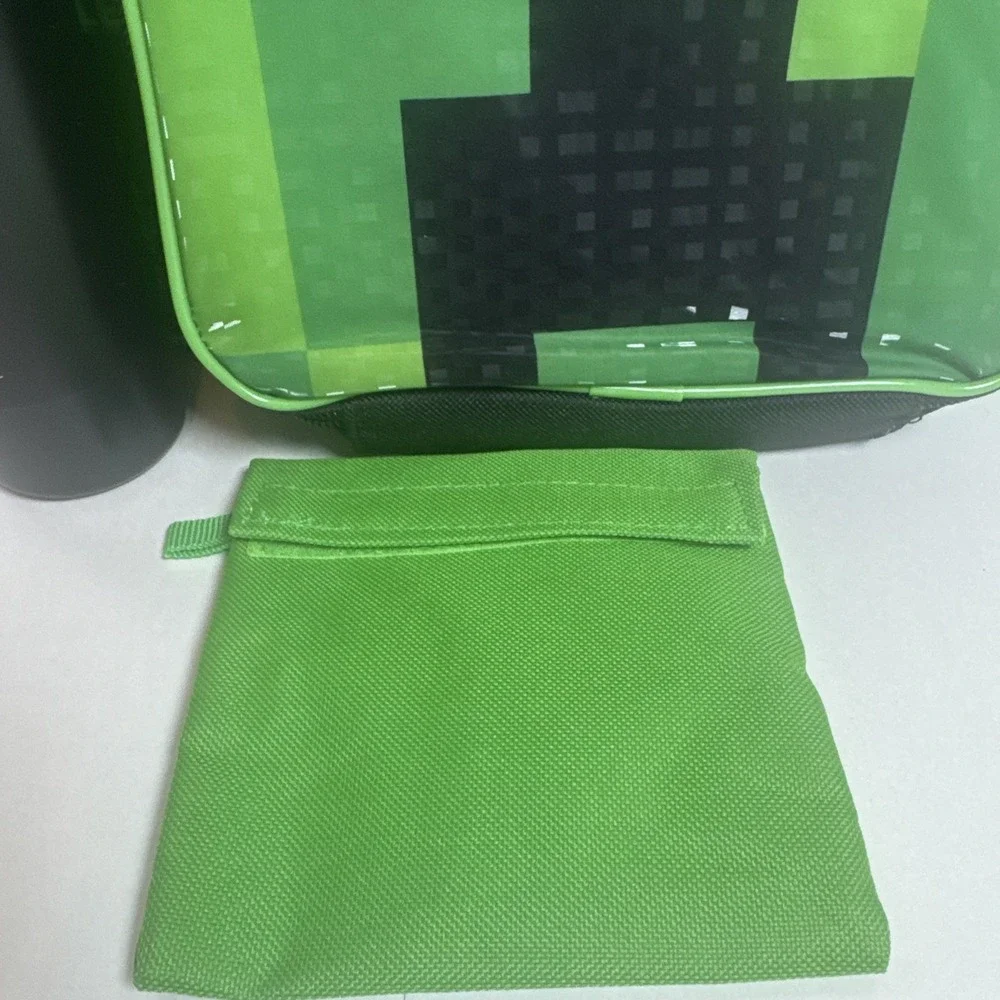 Children Minecraft Creeper Backpack Lunch Box Water Bottle Extra‎ Pouch Boy Girl
